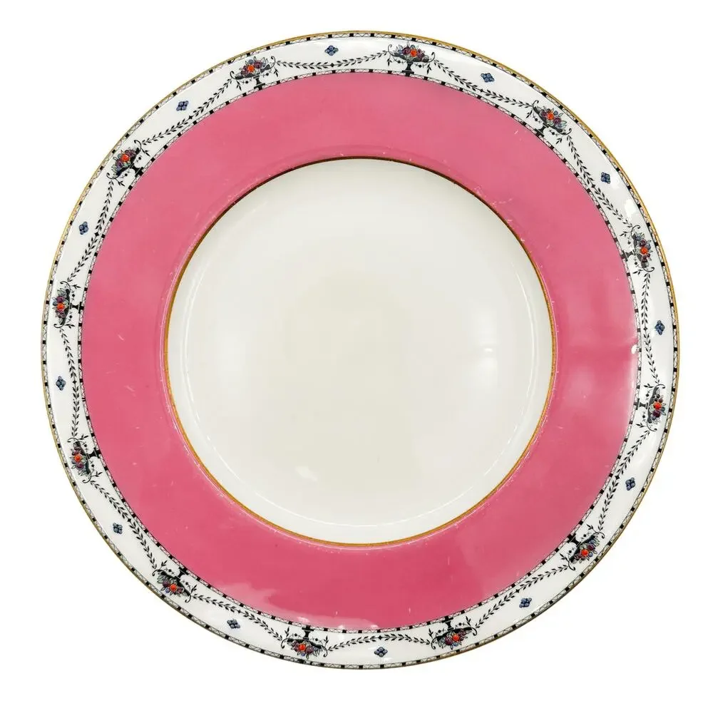 Antique Royal Worcester Plate Art Deco Hand Painted Enamel and Gilding Pink